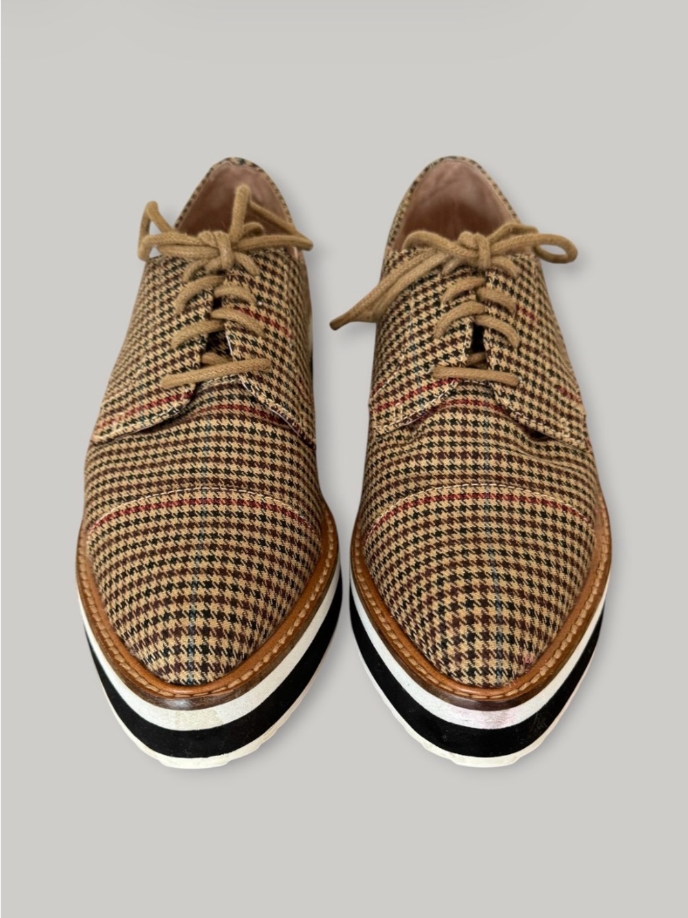 HALOGEN x Atlantic-Pacific Plaid Platform Oxford Shoes Size 8